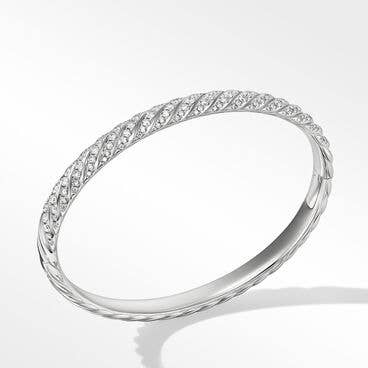 Sculpted Cable Bangle Bracelet in 18K White Gold with Diamonds