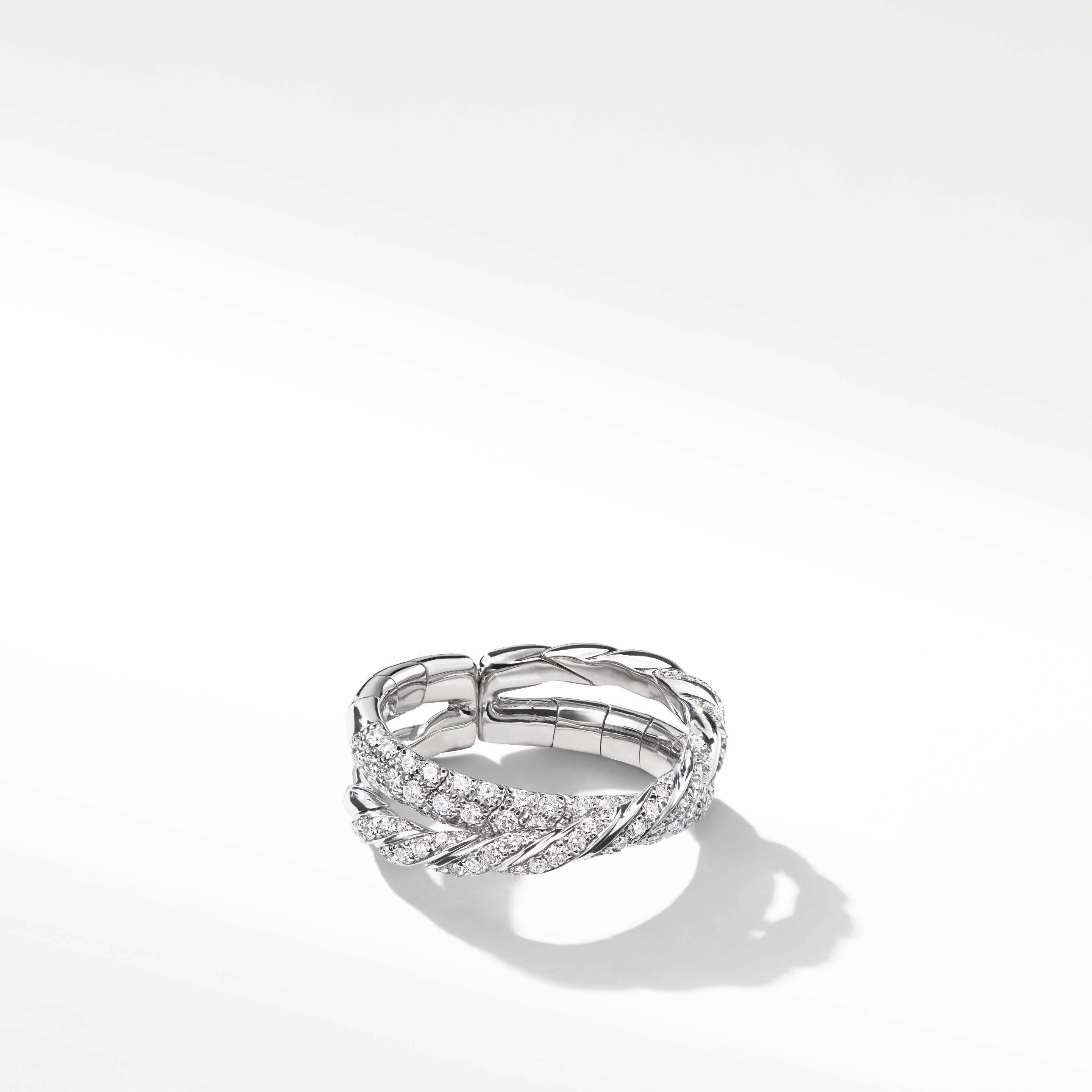 Pavéflex Two Row Ring in 18K White Gold with Diamonds