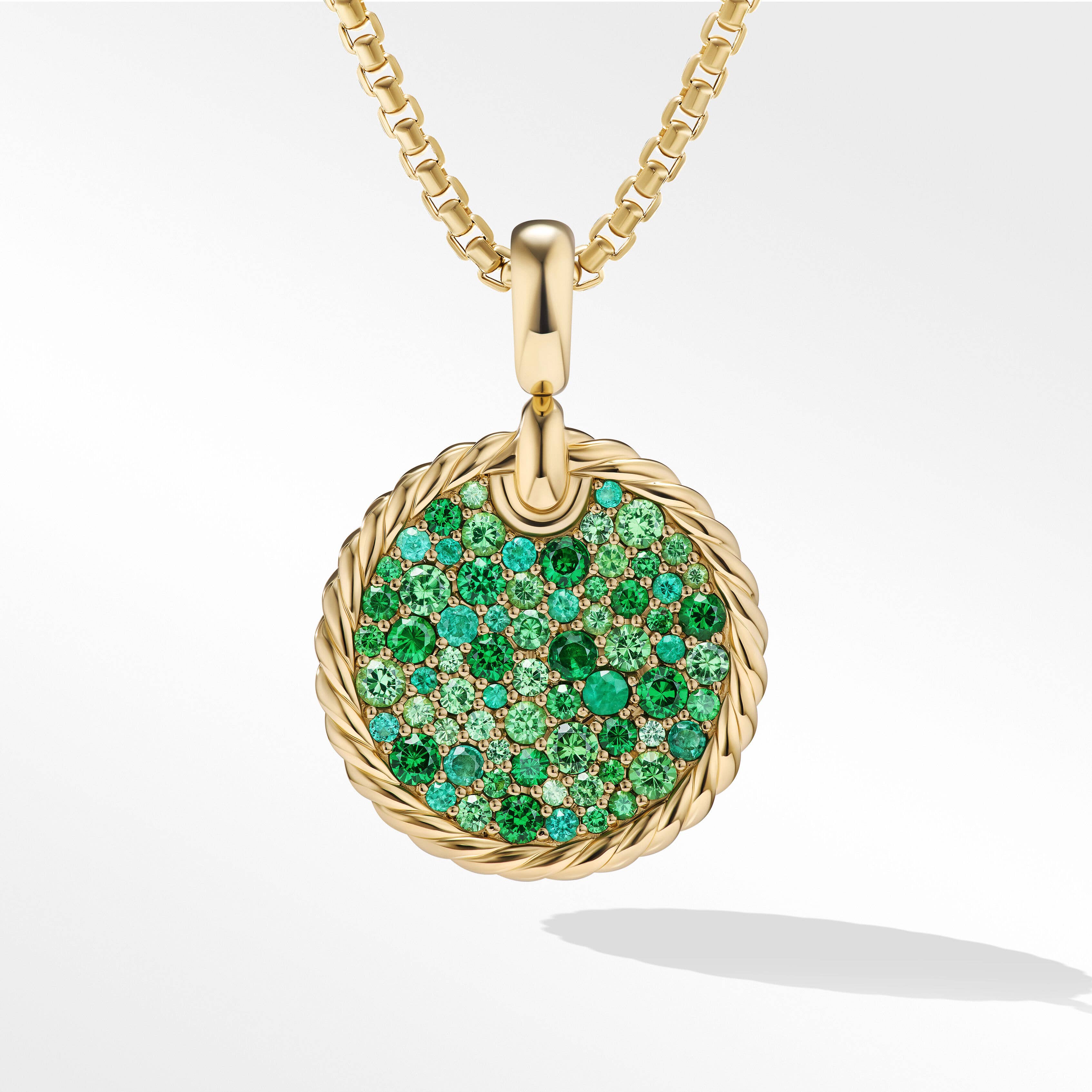 DY Elements® Earth Pendant in 18K Yellow Gold with Pavé Tsavorite and Emeralds