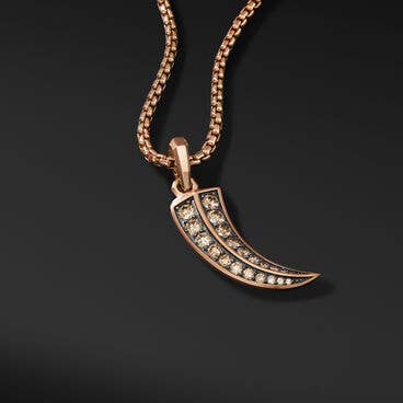 Roman Claw Amulet in 18K Rose Gold with Pavé Cognac Diamonds