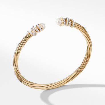 Helena Bracelet in 18K Yellow Gold with Pearls and Pavé Diamonds