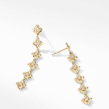 Cable Collectibles® Quatrefoil Drop Earrings in 18K Yellow Gold with Diamonds