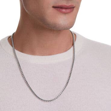 Box Chain Necklace in 18K White Gold, 3.4mm