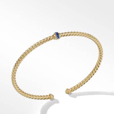 Cable Classics Centre Station Bracelet in 18K Yellow Gold with Pavé Blue Sapphires