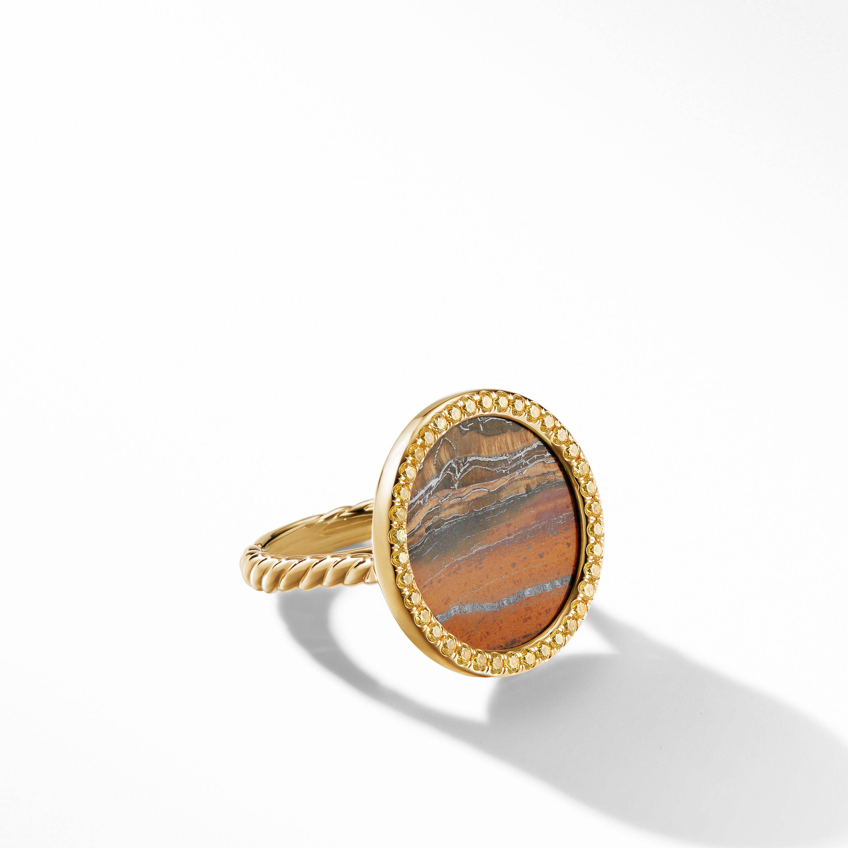 DY Elements® Ring in 18K Yellow Gold with Marra Momba Tiger's Eye and Pavé Yellow Sapphires