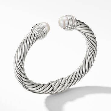 Cable Bracelet with Pearls and Pavé Diamonds