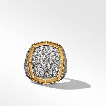 Streamline® Signet Ring in 18K Yellow Gold with Pavé Diamonds