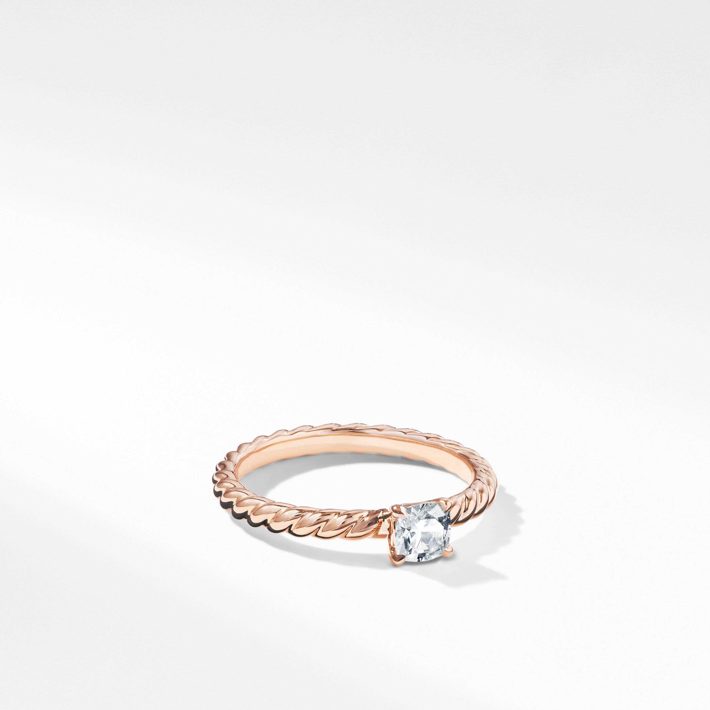 DY Unity Cable Petite Engagement Ring in 18K Rose Gold, Cushion