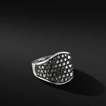 Streamline® Signet Ring in Sterling Silver with Pavé Black Diamonds