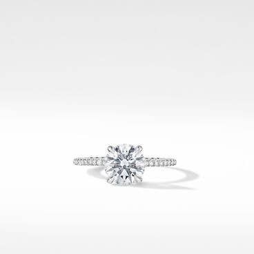DY Eden Micro Pavé Engagement Ring in Platinum, Round
