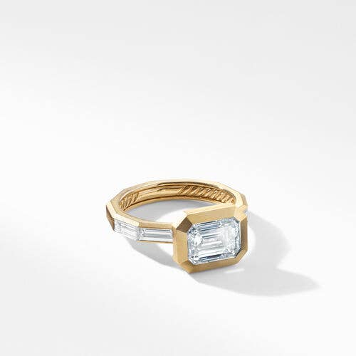 DY Delaunay Engagement Ring in 18K Yellow Gold, Emerald