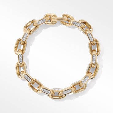 Hex Chain Link Bracelet in 18K Yellow Gold with Pavé Diamonds