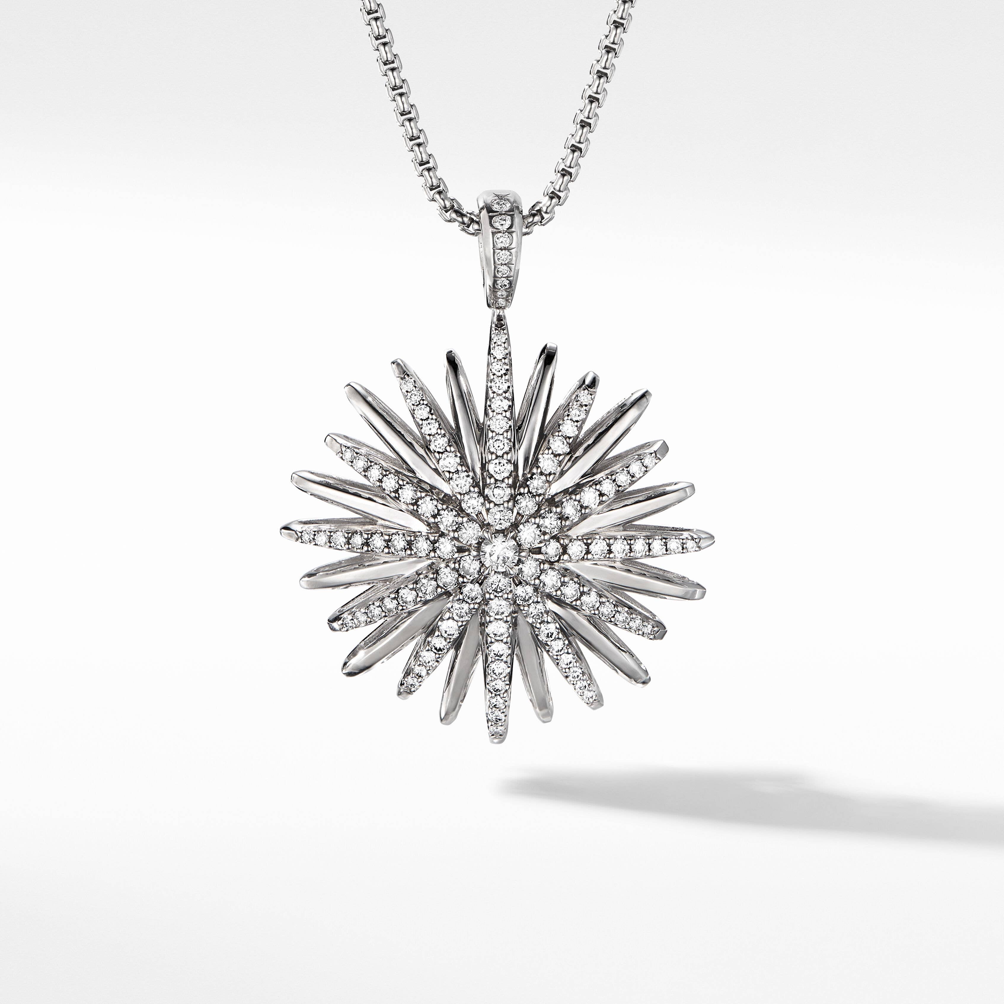 Starburst Pendant in Sterling Silver with Pavé Diamonds