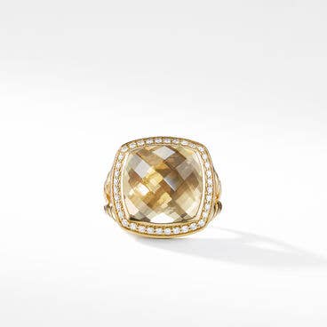 Albion® Ring in 18K Yellow Gold with Champagne Citrine and Pavé Diamonds