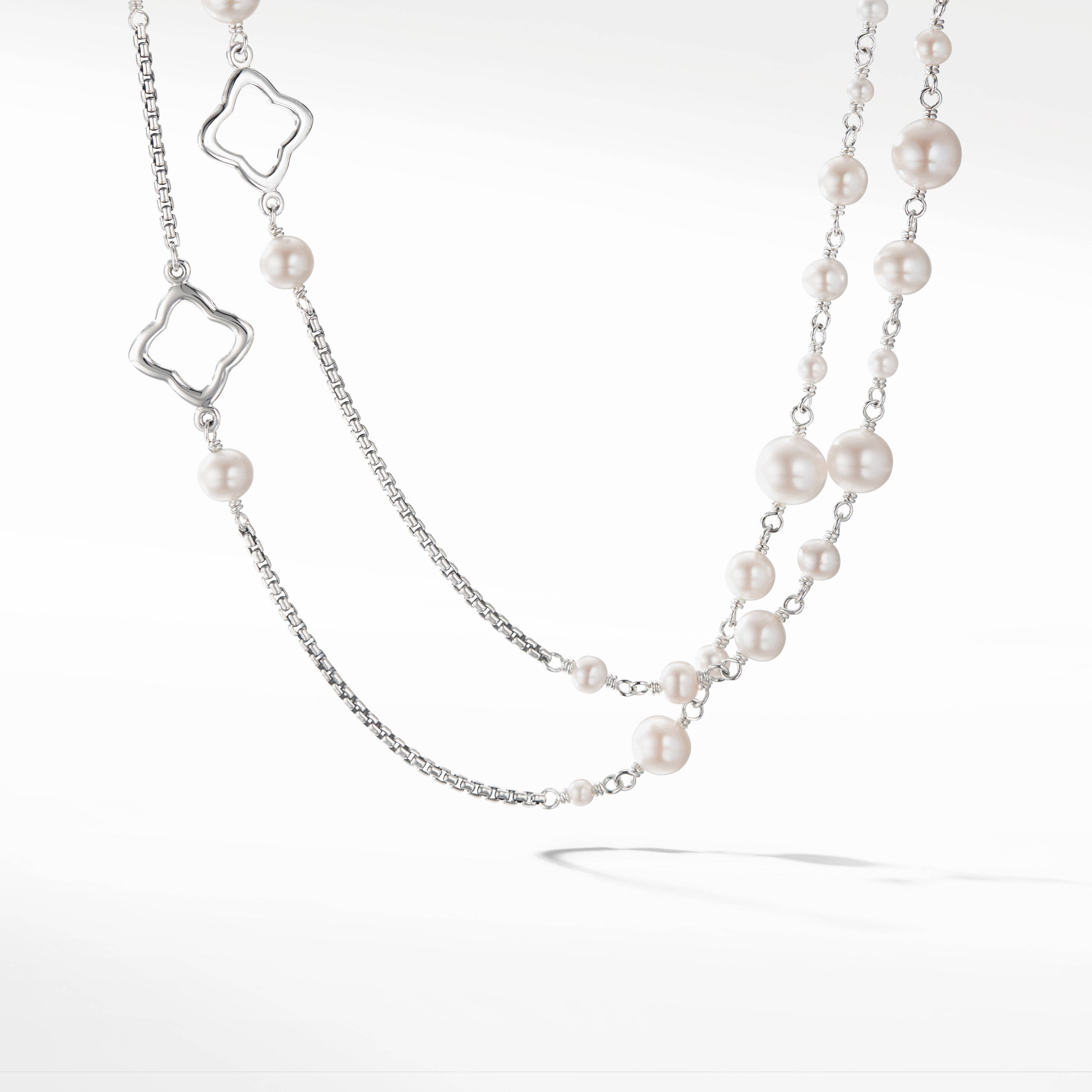 Bijoux Pearl and Quatrefoil Box Chain Necklace