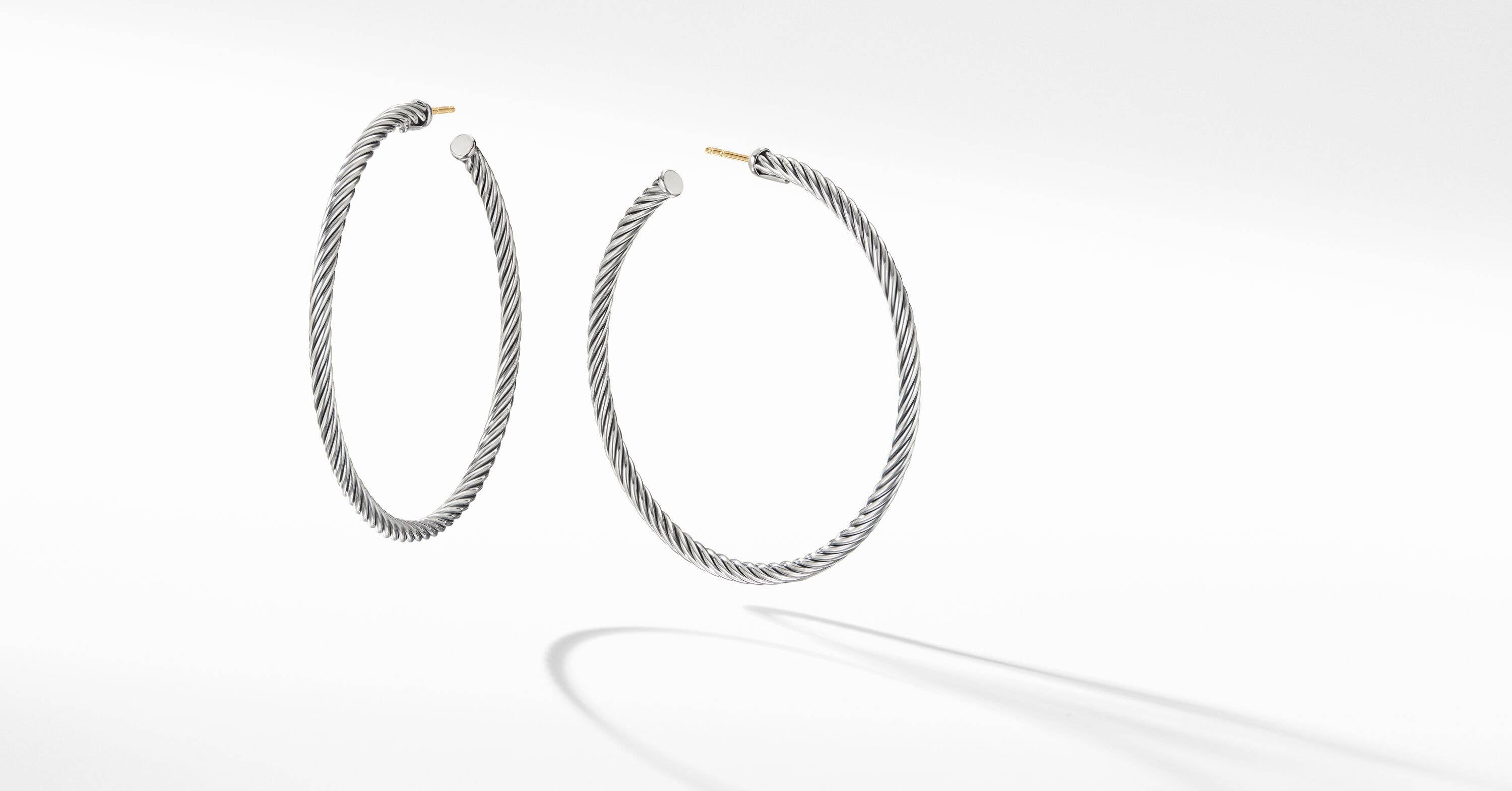 Cable Hoop Earrings in Sterling Silver | David Yurman