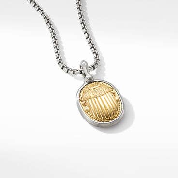 Petrvs® Scarab Amulet in Sterling Silver with 18K Yellow Gold