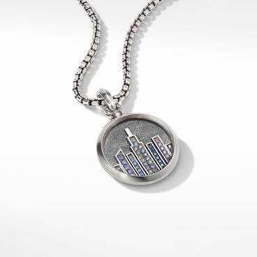 NYC Skyline Amulet in Sterling Silver with Pavé Sapphires