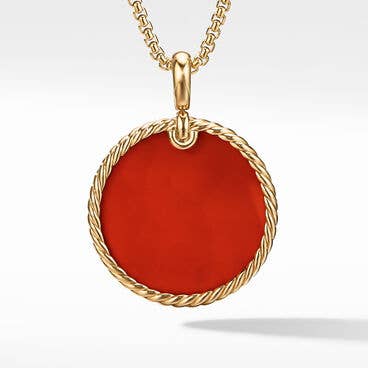 DY Elements® Disc Pendant in 18K Yellow Gold with Carnelian