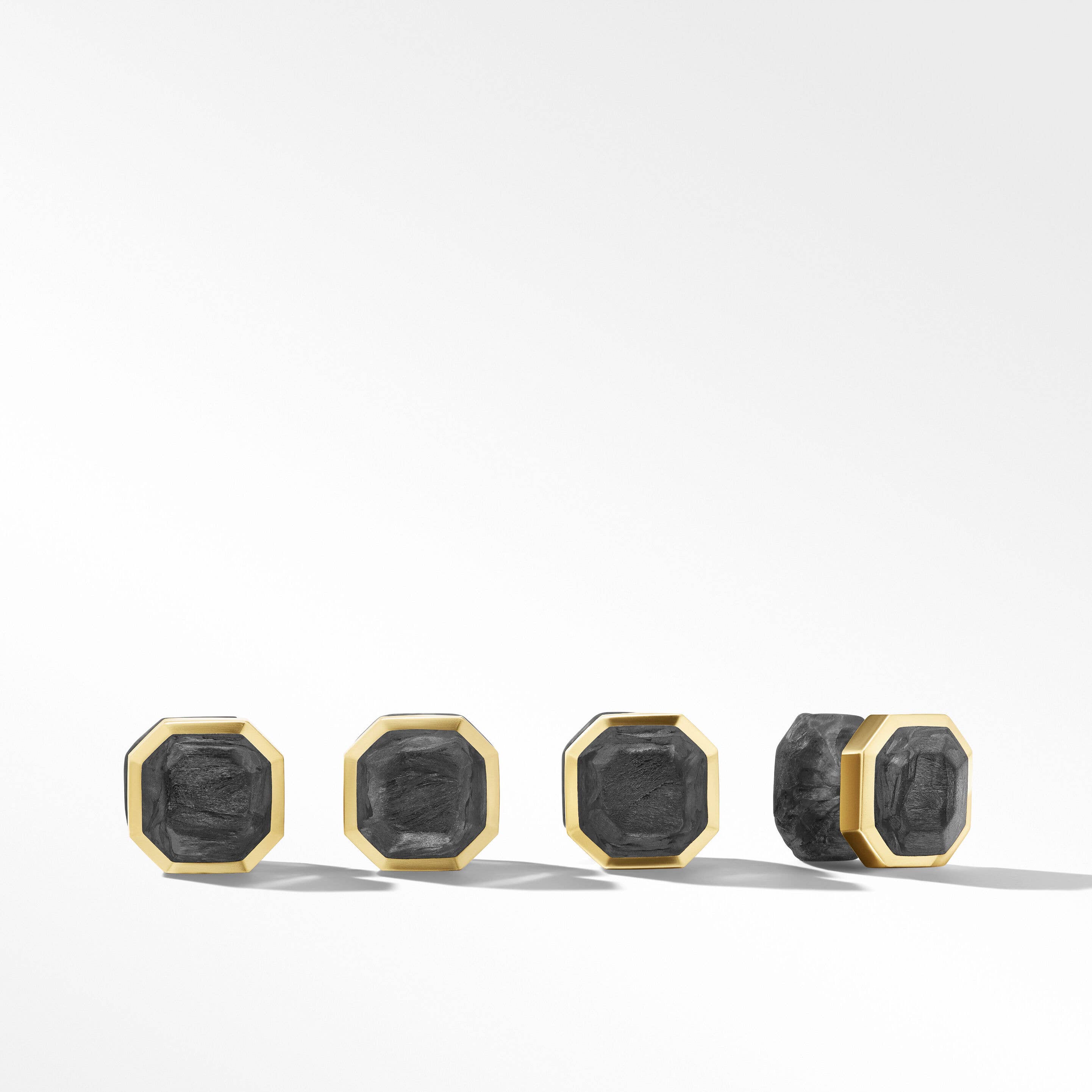 Forged Carbon Shirt Studs with 18K Yellow Gold