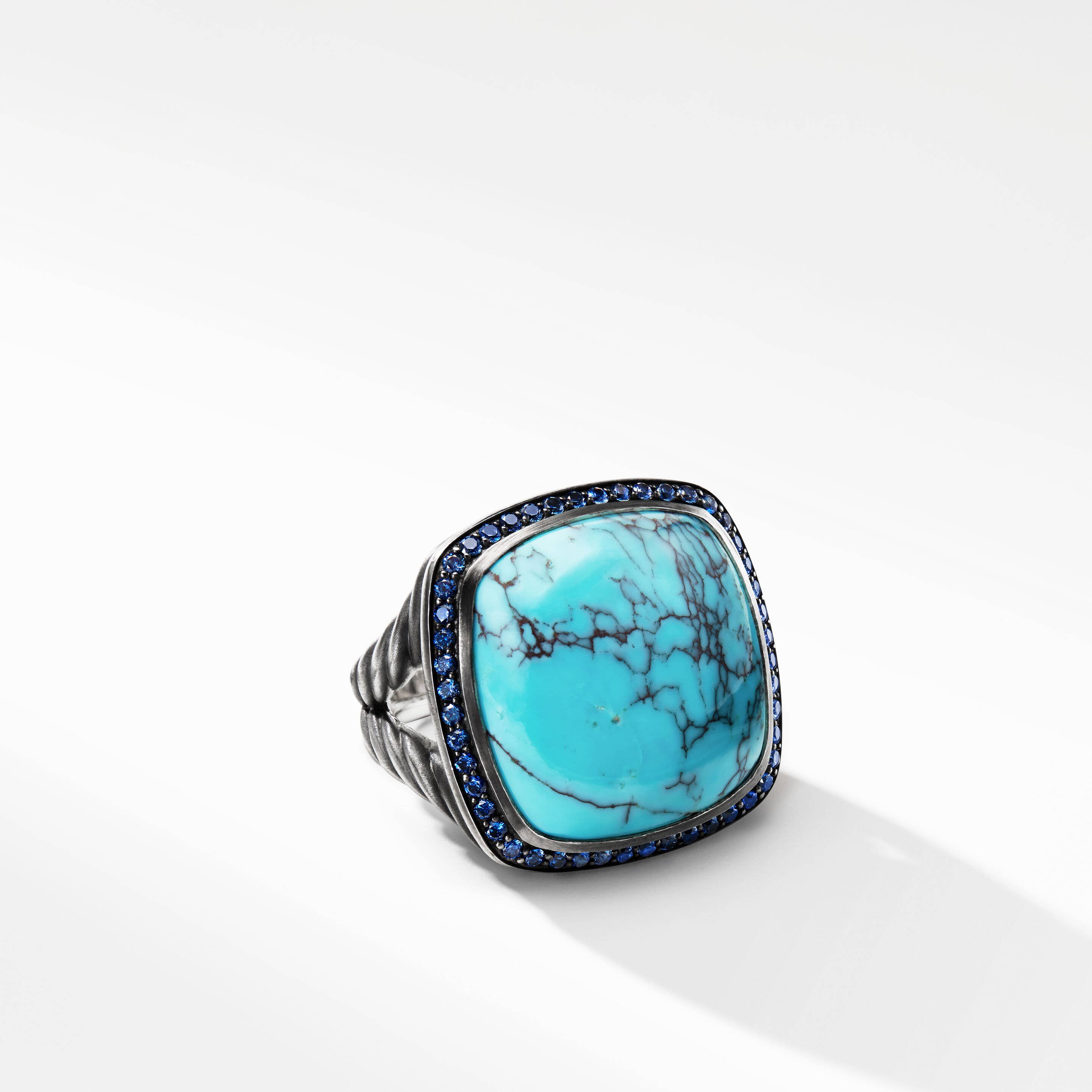 Albion® Statement Ring in Blackened Silver with Turquoise and Pavé Blue Sapphires