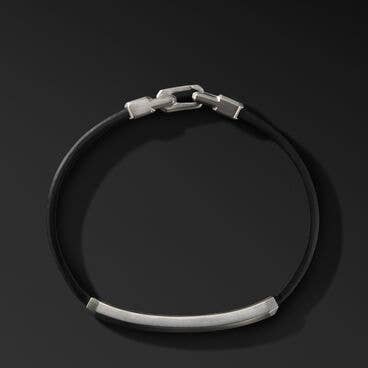 Streamline® ID Black Leather Bracelet with Pavé Black Diamonds