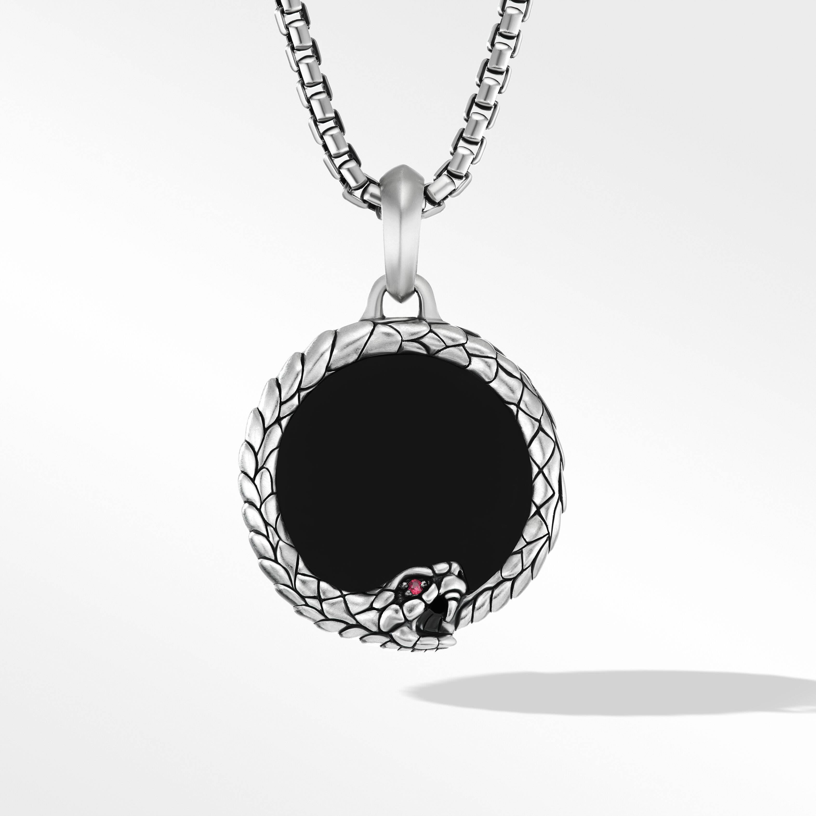 Cairo Ouroboros Amulet with Black Onyx and Ruby