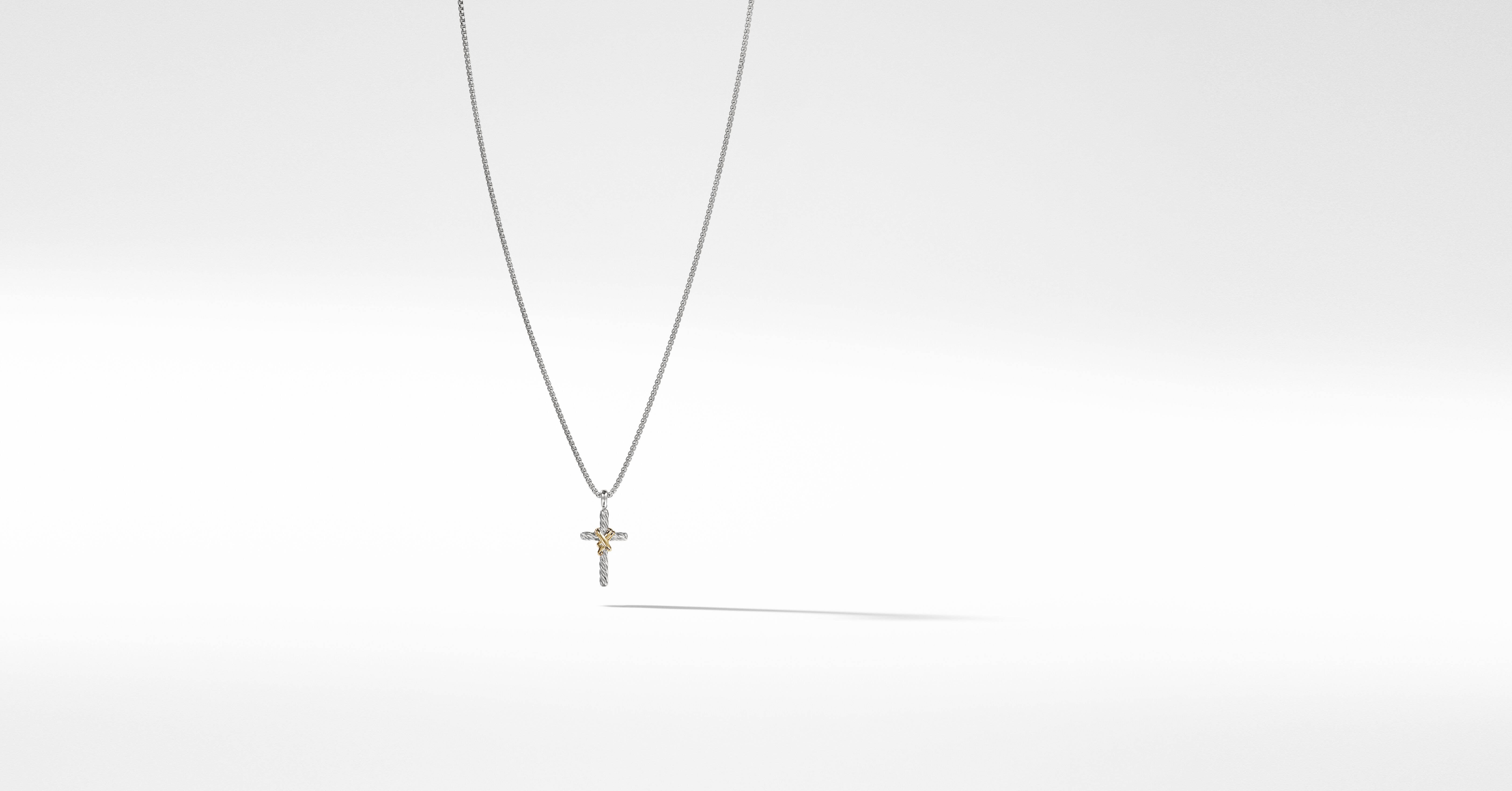 X Cross Necklace with 14K Yellow Gold 