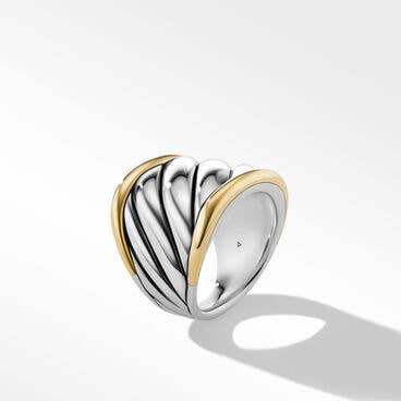 Sculpted Cable Saddle Ring in Sterling Silver with 18K Yellow Gold