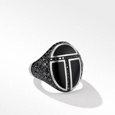 Cairo Signet Ring with Black Onyx and Pavé Black Diamonds