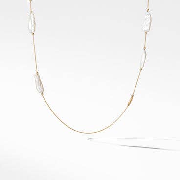 DY Signature Pearl Thread Link Necklace in 18K Yellow Gold