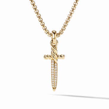 Petrvs® Dagger Amulet in 18K Yellow Gold with Pavé Diamonds