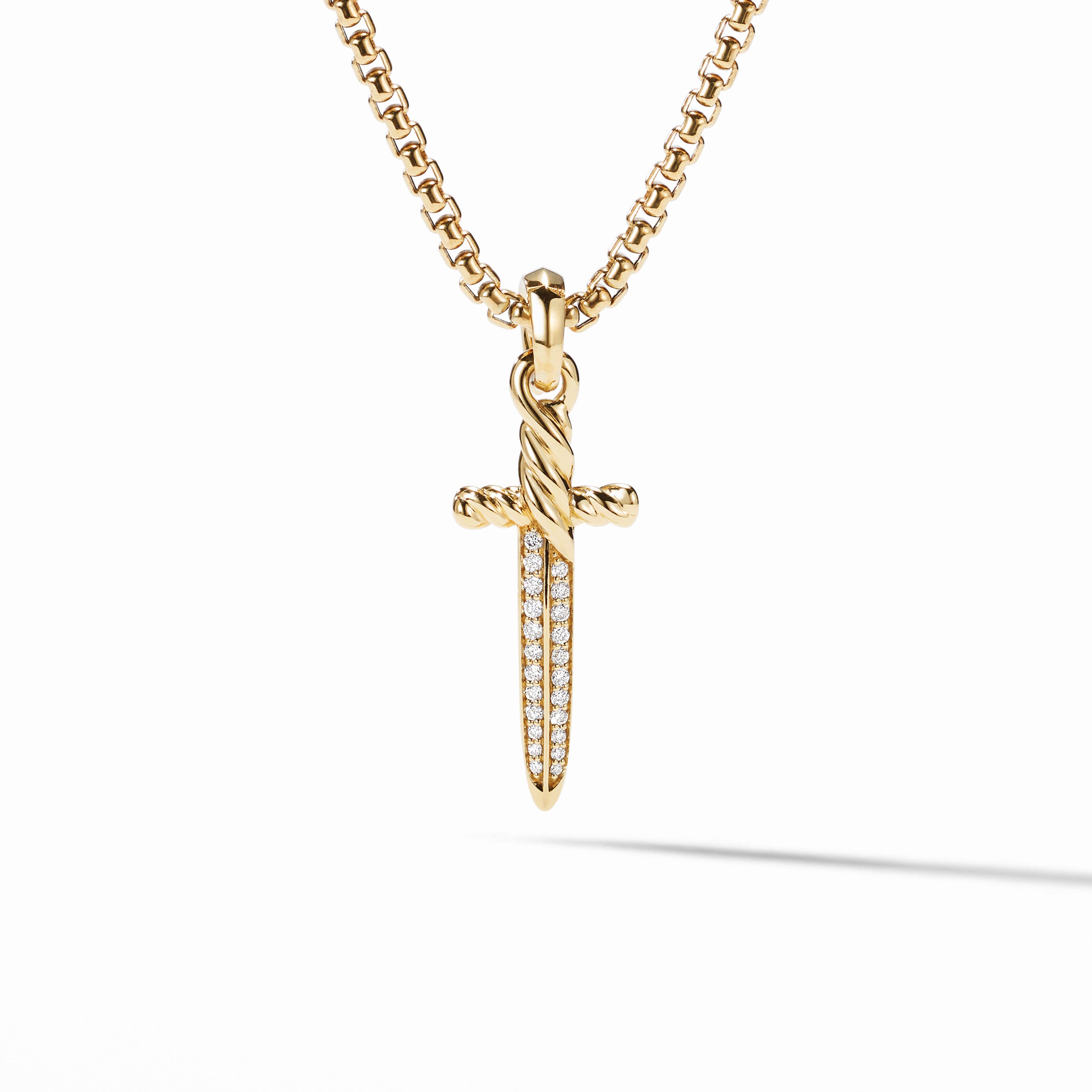 Petrvs® Dagger Amulet in 18K Yellow Gold with Pavé Diamonds
