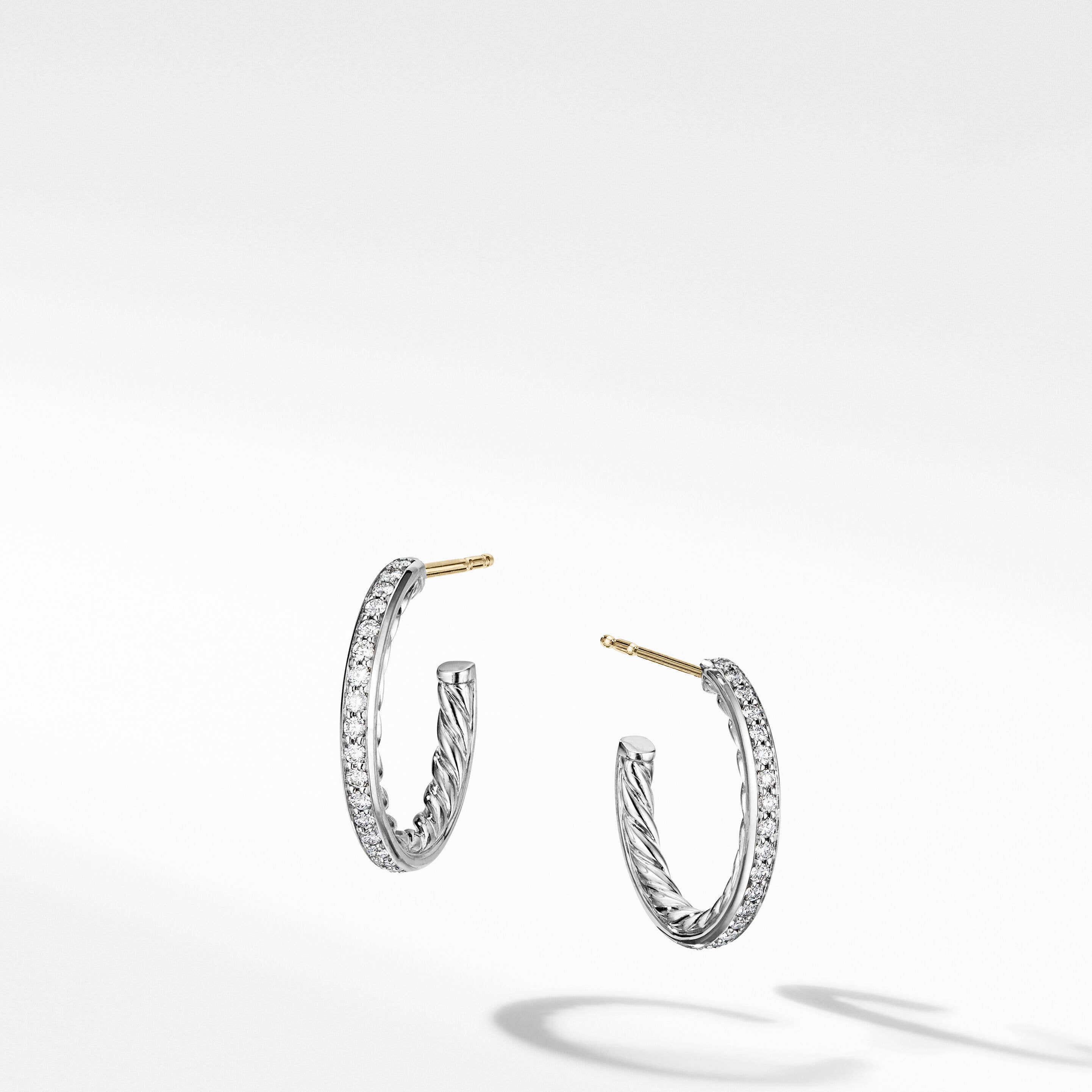 Pavé Hoop Earrings in Sterling Silver with Diamonds