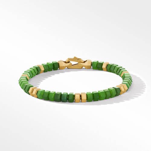 Hex Bead Bracelet with Nephrite Jade and 18K Yellow Gold