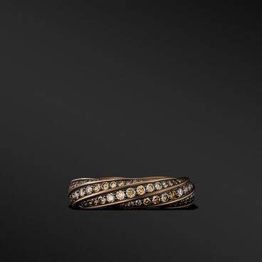 Cable Edge® Band Ring in Recycled 18K Rose Gold with Pavé Cognac Diamonds