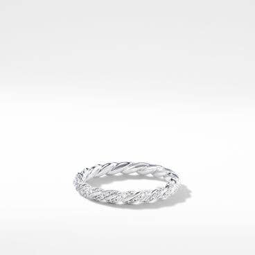 Pavéflex Band Ring in 18K White Gold, 2.8mm
