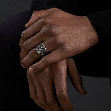 Armory® Cigar Band Ring with Pavé Black Diamonds