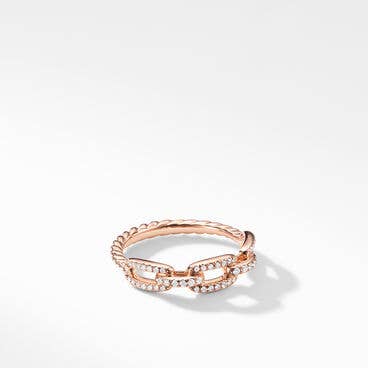 Stax Chain Link Ring in 18K Rose Gold with Pavé Diamonds
