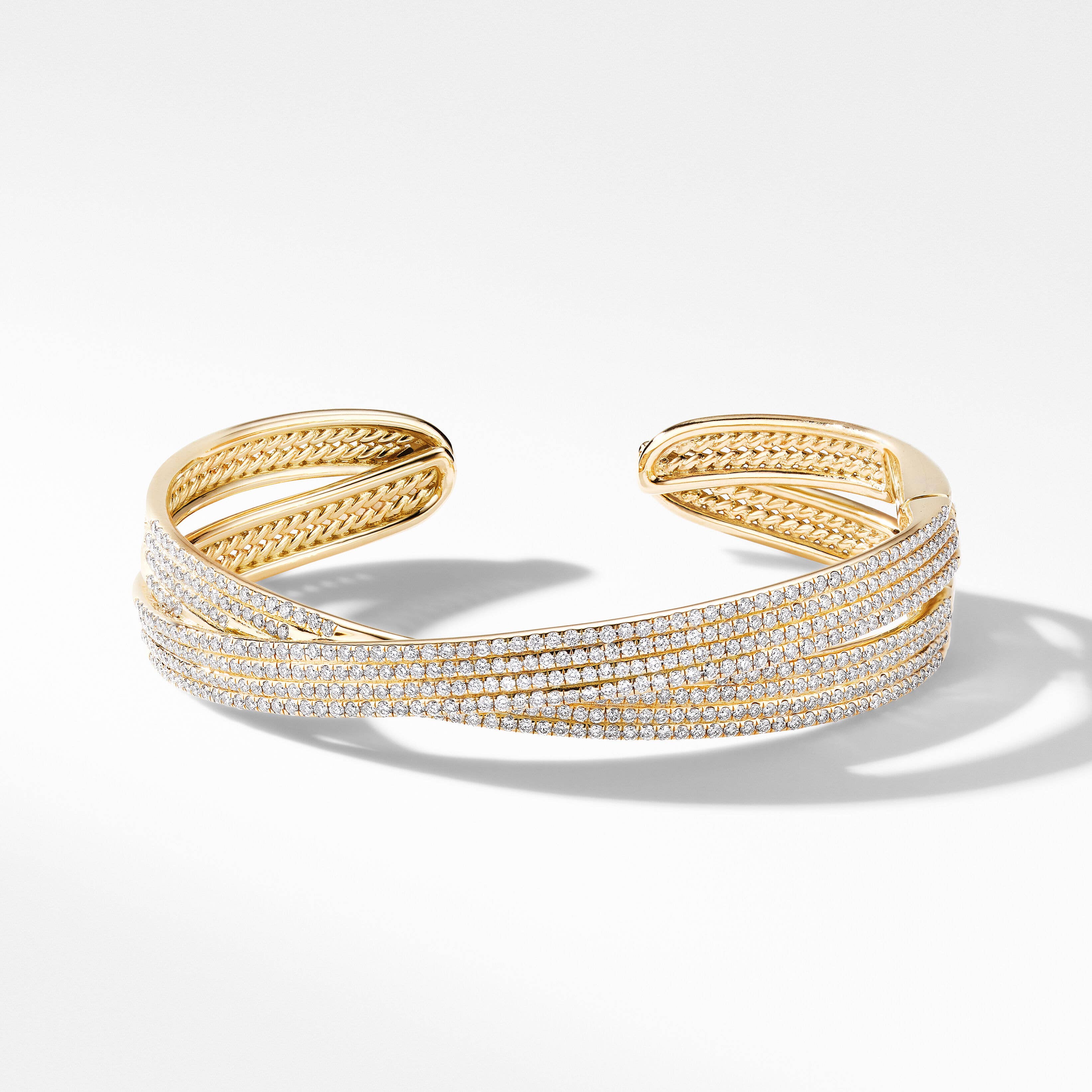 DY Origami Cuff Bracelet in 18K Yellow Gold with Full Pavé Diamonds