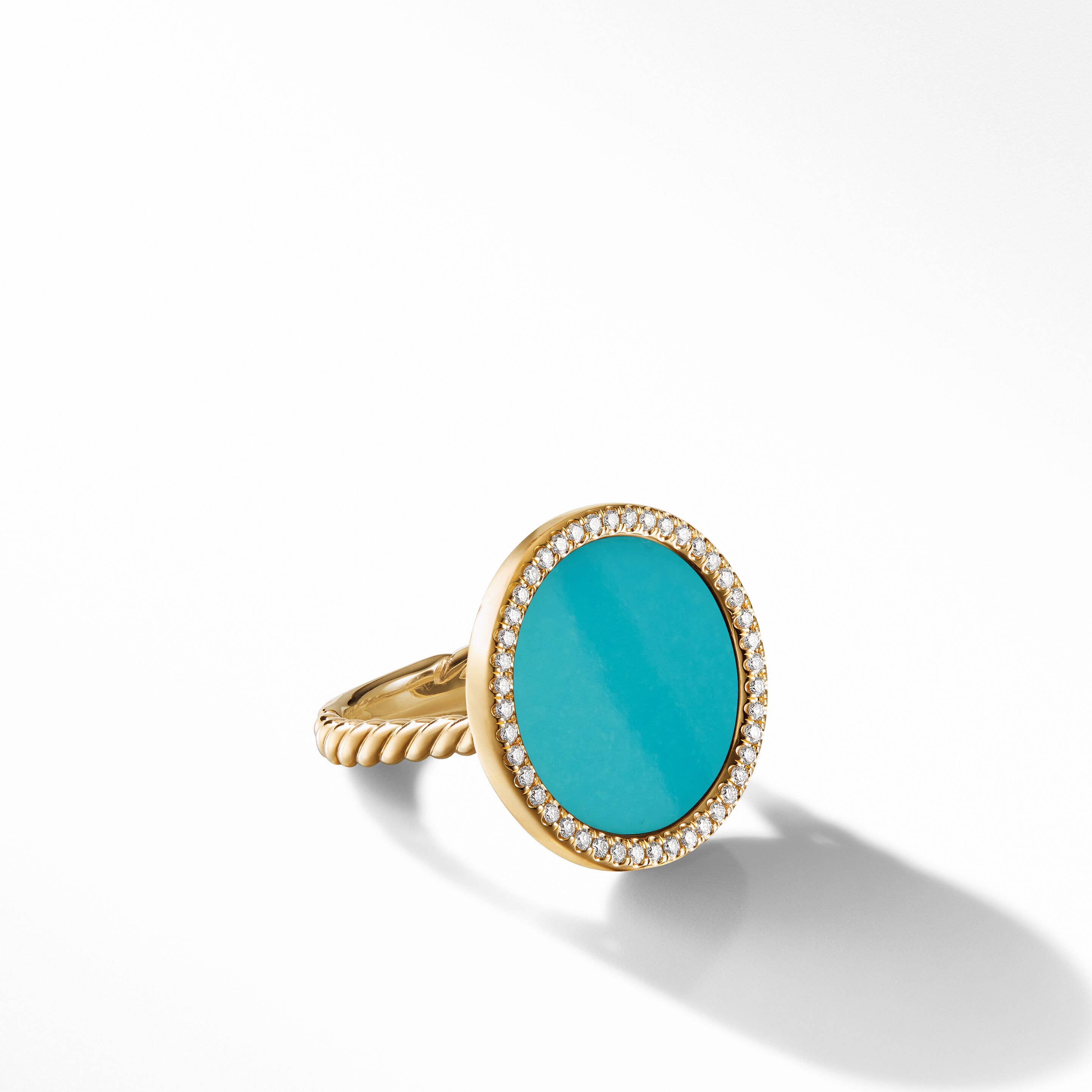 DY Elements® Ring in 18K Yellow Gold with Turquoise and Pavé Diamonds