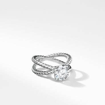 DY Crossover Cable Engagement Ring in Platinum, Round 