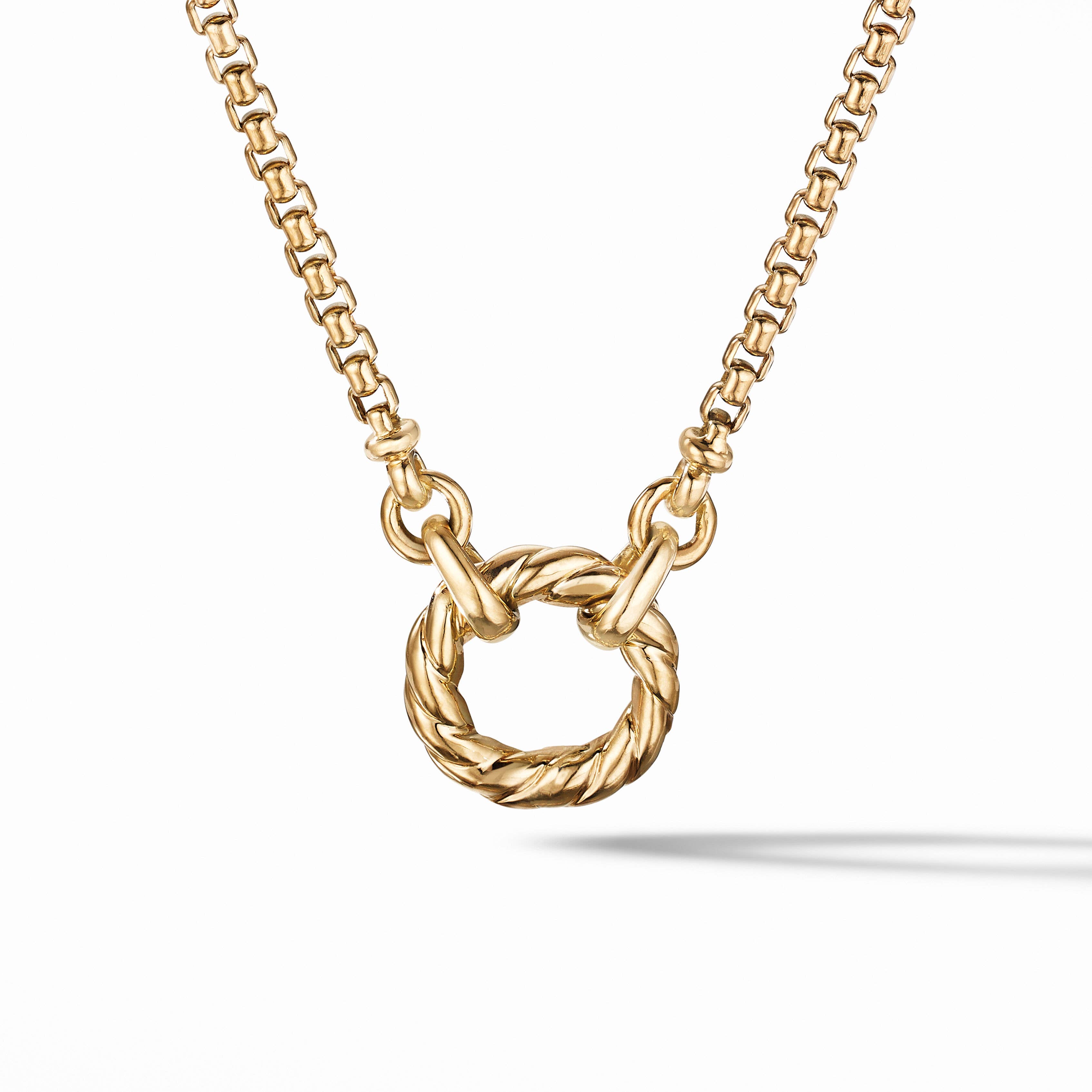 Cable Amulet Vehicle Box Chain Slider Necklace in 18K Yellow Gold, 2.7mm