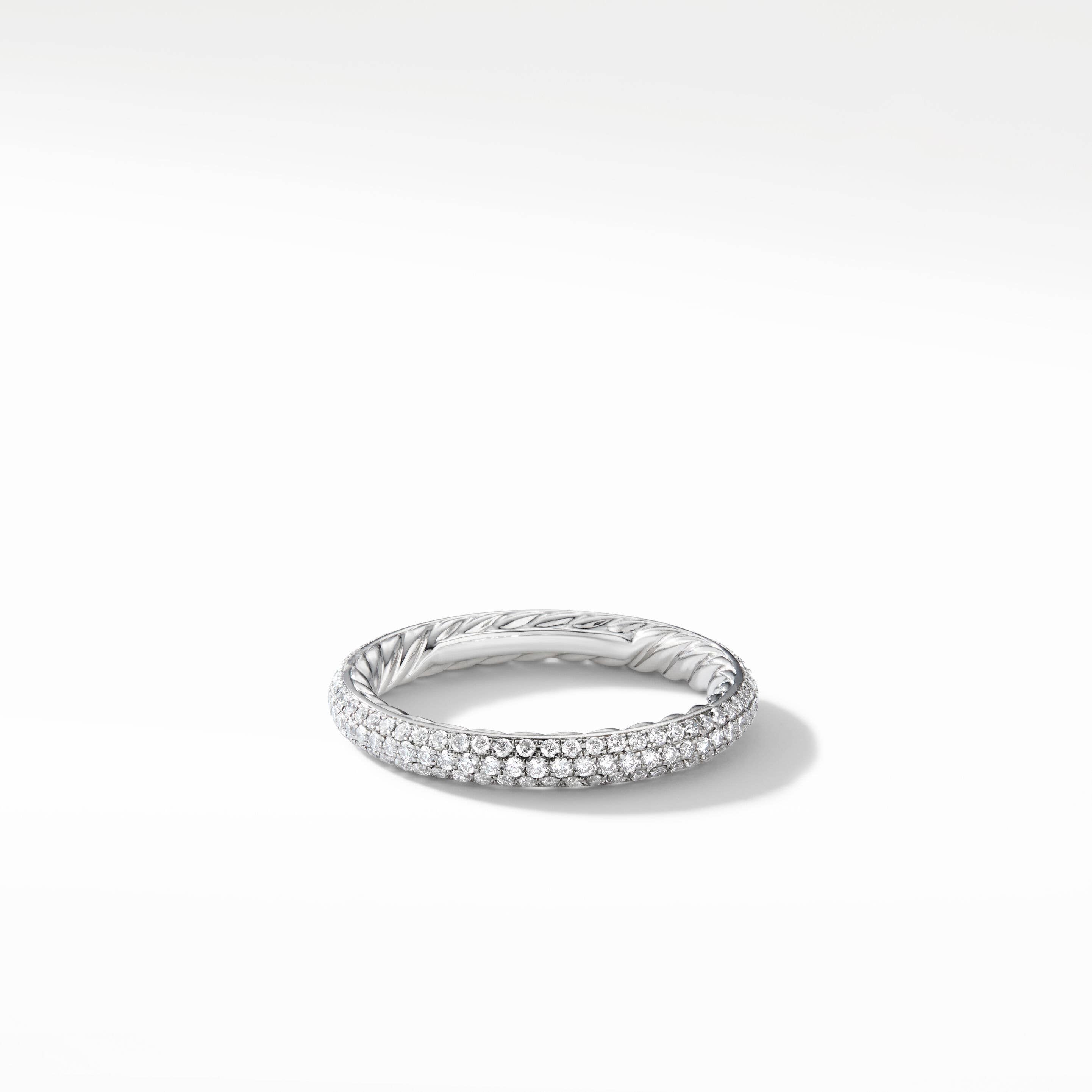 DY Eden Three Row Band Ring in Platinum with Pavé Diamonds
