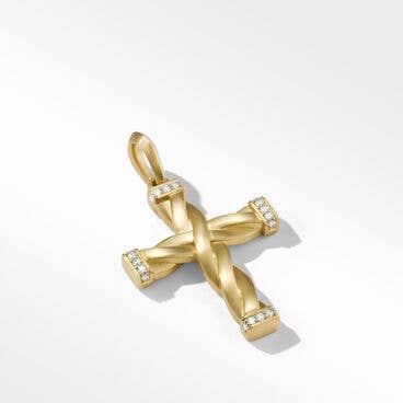 DY Helios™ Cross Pendant in 18K Yellow Gold with Pavé Diamonds