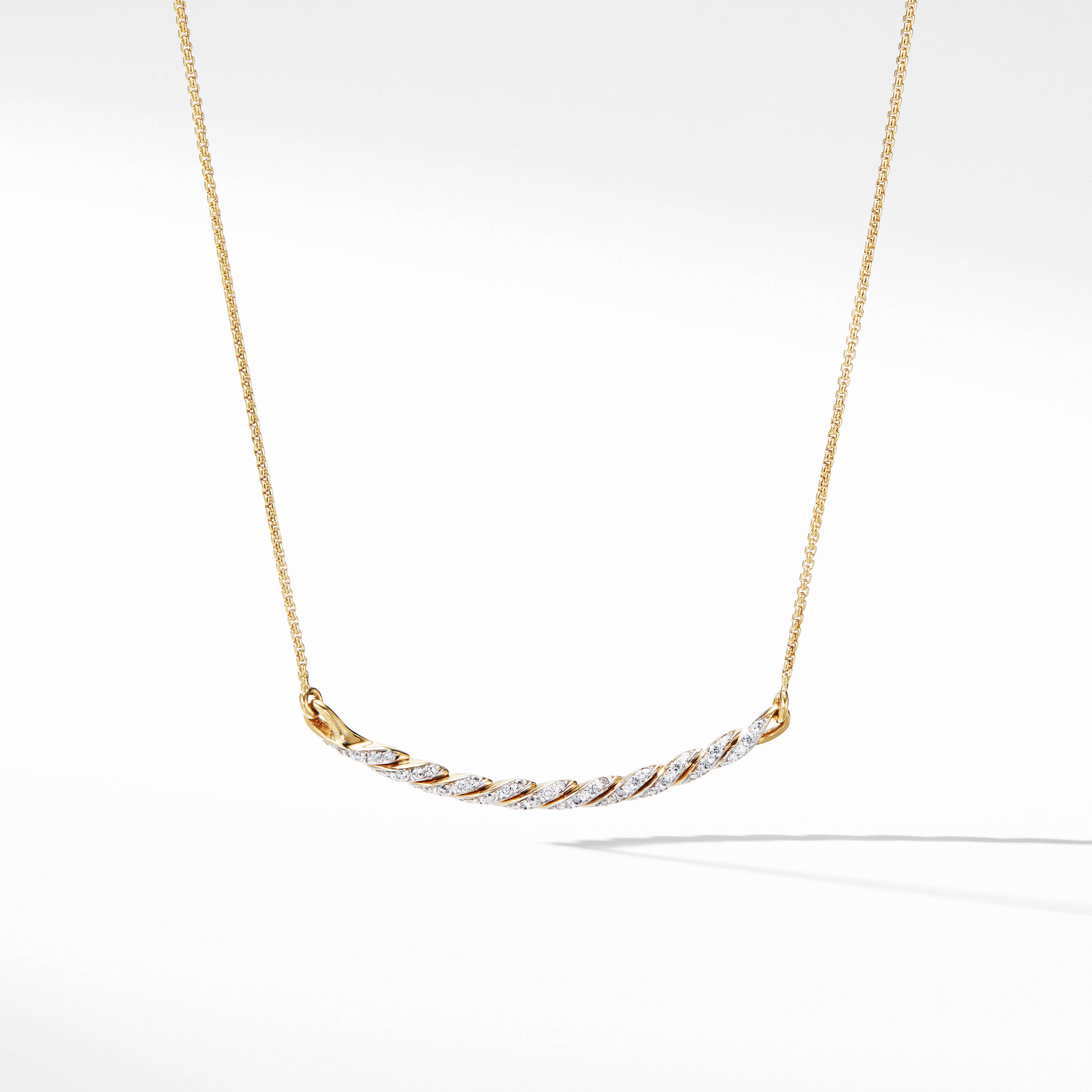 Petite Pavé Station Necklace in 18K Yellow Gold with Diamonds