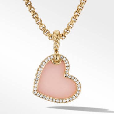 DY Elements® Heart Amulet in 18K Yellow Gold with Pink Opal and Pavé Diamonds