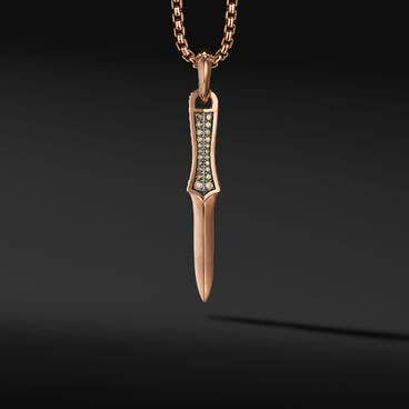 Dagger Amulet in 18K Rose Gold with Pavé Cognac Diamonds