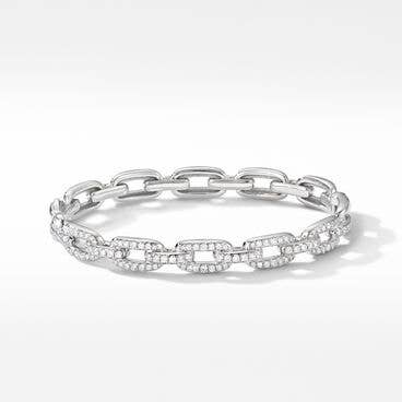 Stax Chain Link Bracelet in 18K White Gold with Pavé Diamonds