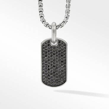 Streamline® Tag in Sterling Silver with Pavé Black Diamonds